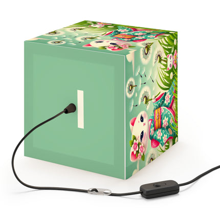 🌾🌼 Geisha Kitten and the Dandelion Wish Light Cube Lamp – Gentle Wishes & Quiet Wonder