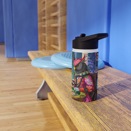 Cyberpunk Owl & Raven Stainless Steel Water Bottle