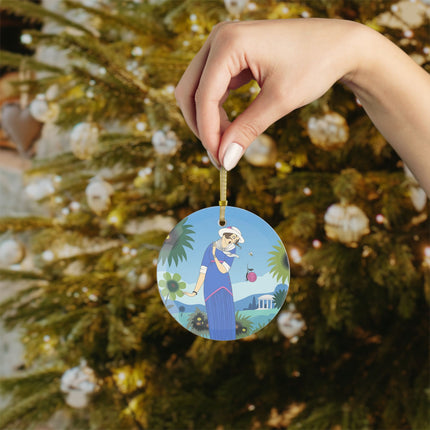 🌻🐝 The Secret Language Of Flowers Glass Ornament – Art Deco Botanical Elegance