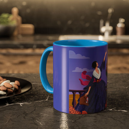 The Dawn Serenade Colorful Mug (11oz, 15oz) – Rooster Beauty, Morning Charm & Art Deco Elegance