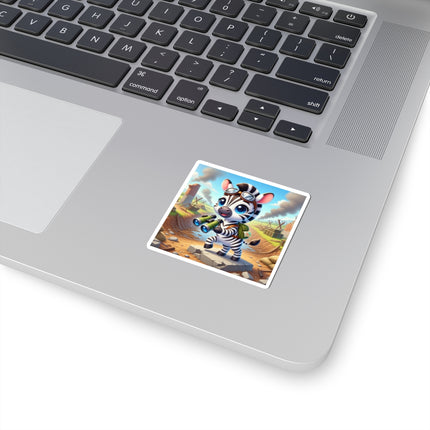 🦓🔭 The Zebra Lookout Kiss-Cut Sticker – Adventure, Curiosity & Explorer Spirit