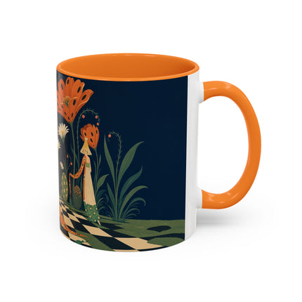 🌼🧡 The Midnight Floral Masquerade Colorful Mug – Art Deco Fashion Fantasy