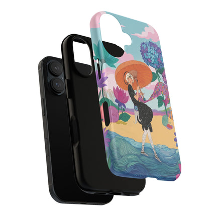 🌊☂️ The Lady Of The Flowered Seashore Phone Case – Art Deco Seaside Fashion