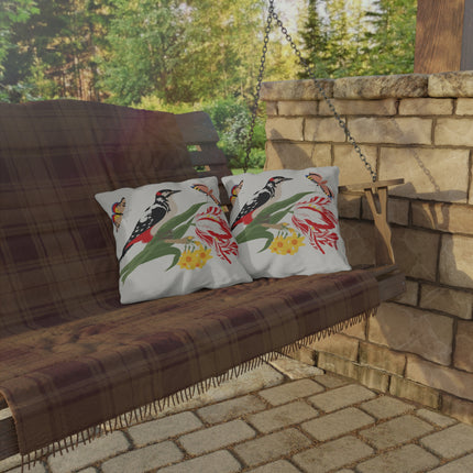 Woodpecker & Tulip Outdoor Pillows – Vibrant Spring & Bold Beauty