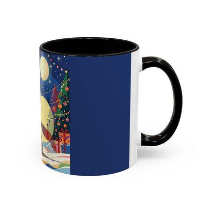 🌙🎿 The Moonlit Christmas Skier Colorful Mug – Whimsical Holiday Fantasy