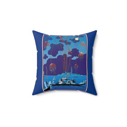 Fireworks in Venice by George Barbier Spun Polyester Square Pillow