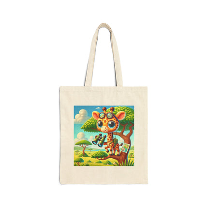 Giraffe Lookout Cotton Canvas Tote Bag