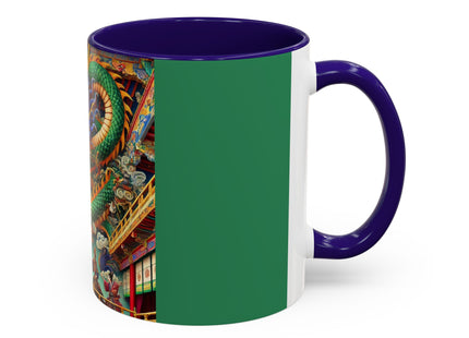Tibetan Dragon Over Kabuki Duel Colorful Mugs (11oz, 15oz)