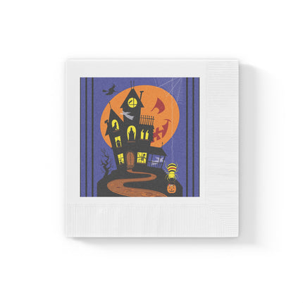 Halloween Night at the Haunted House White Coined Napkins