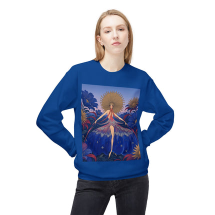 🌞🌸 The Celestial Blossom Garden Dancer Midweight Crewneck Sweatshirt – Art Deco Floral Fantasy