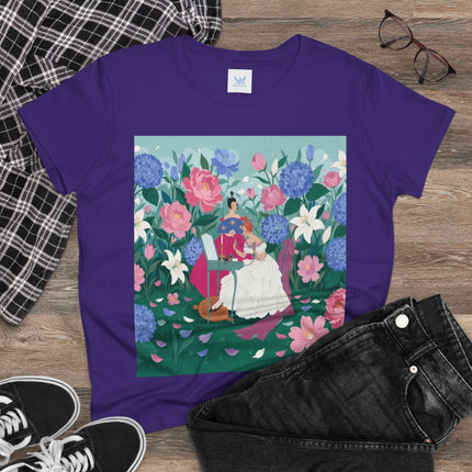 💎🌸 The Lady Of The Jeweled Garden Cotton Tee – Art Deco Floral Elegance