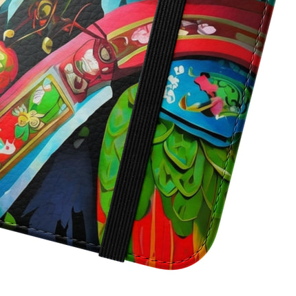 🦜⚡ Tech Plumes Flip Case – Neon Feathers & Futuristic Brilliance