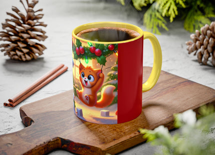 Naughty or Nice Kitten Christmas Colorful Mugs (11oz, 15oz)