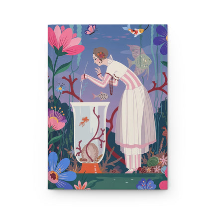🐠🌸 The Lady Of The Enchanted Aquarium Hardcover Journal – Art Deco Underwater Elegance