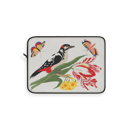 Woodpecker & Tulip Laptop Sleeve – Vibrant Energy & Cheerful Charm