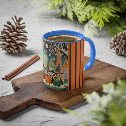 Night of the Trick-or-Treating Owlets Colorful Mugs, 11oz