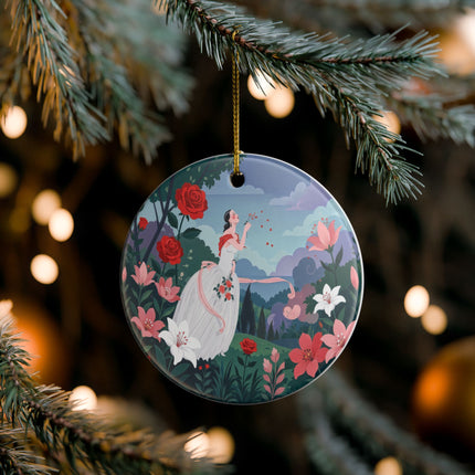🌹💌 The Garden Of Blown Kisses Ceramic Ornament – Art Deco Floral Romance