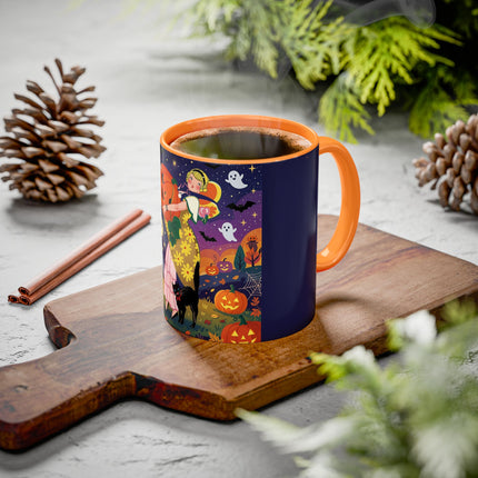 🎃🐈‍⬛ The Pumpkin Moon Embrace Colorful Mug – Whimsical Halloween Charm