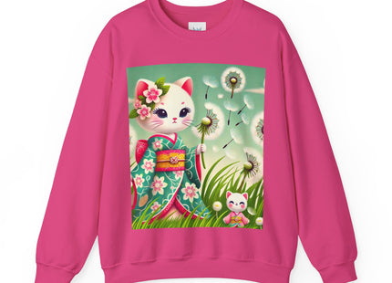 Geisha Kitten and the Dandelion Wish Heavy Blend™ Crewneck Sweatshirt