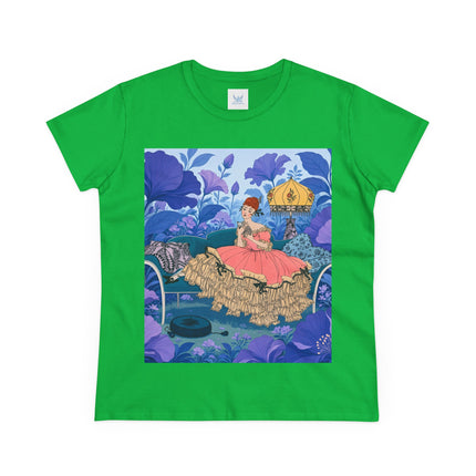 🌸🛋️ The Enchanted Garden Repose Cotton Tee – Art Deco Floral Whimsy