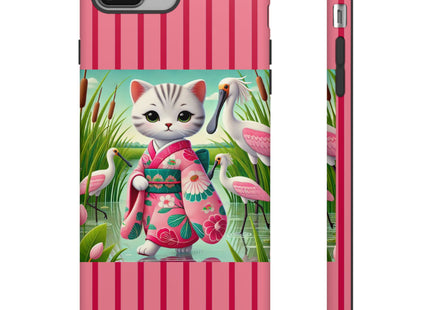 Geisha Kitten Strolls Among the Spoonbills Phone Cases
