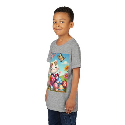 Easter Kitten and Painted Eggs Youth Short Sleeve Tee