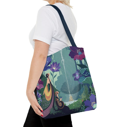 💧🌺 The Lady Of The Enchanted Fountain Tote Bag – Art Deco Garden Fantasy