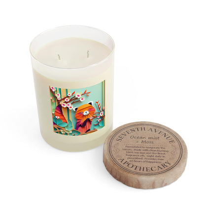 A Playful Red Panda Scented Candle - Full Glass, 11oz - The White Tea & Fig, The Lavender & Sage, and The Ocean Mist & Moss