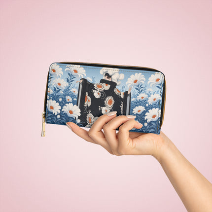 🌼🖤 The Midnight Daisy Garden Wallet – Art Deco Floral Elegance