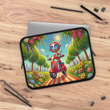 The Traveling Robot Youth Laptop Sleeve – Adventure, Curiosity & Playful Discovery