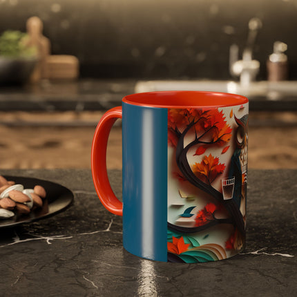 Owl at an Autumn Park Colorful Mugs (11oz, 15oz)