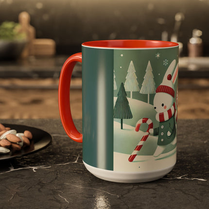 Candy Cane Timekeeper Bunny Colorful Mugs (11oz, 15oz)