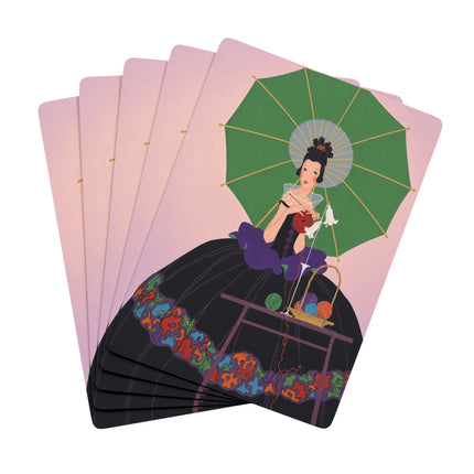 🧶☂️ The Lady Of The Parasol Knitting Playing Cards – Art Deco Whimsy