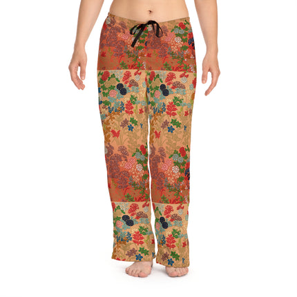 Japanese Fan Flower Pattern by G.A. Audsley Women's Pajama Pants (AOP)