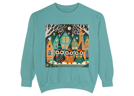 Night of the Trick-or-Treating Owlets Unisex Garment-Dyed Sweatshirt