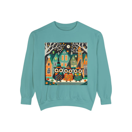 Night of the Trick-or-Treating Owlets Unisex Garment-Dyed Sweatshirt
