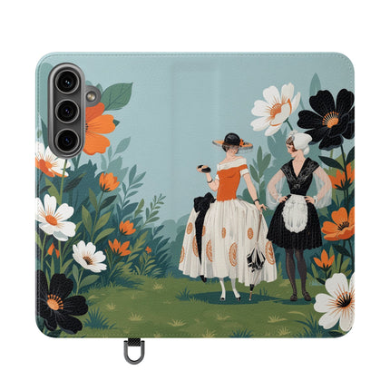 🌼🖤 The Ladies Of The Garden Promenade Flip Case – Art Deco Floral Fashion