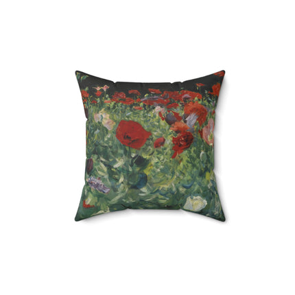 Poppies (A Study of Poppies for Carnation, Lily, Lily, Rose) by John Singer Sargent Spun Polyester Square Pillow