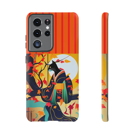 Black Cat in Kimono Phone Cases