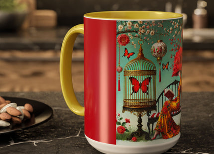Reading in a Painted Garden Colorful Mugs (11oz, 15oz)