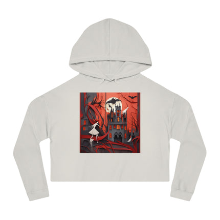 Halloween Night Scene Women’s Cropped Hooded Sweatshirt