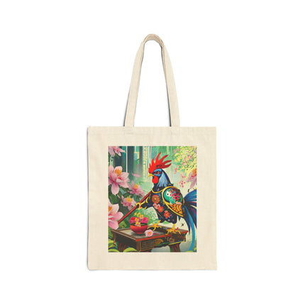 Cyberpunk Rooster Cotton Canvas Tote Bag