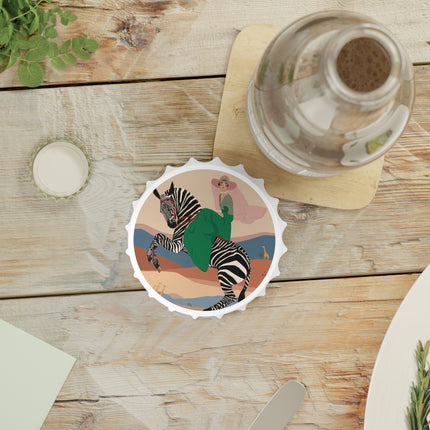 Zebra Rider Bottle Opener – Safari Chic & Art Deco Elegance