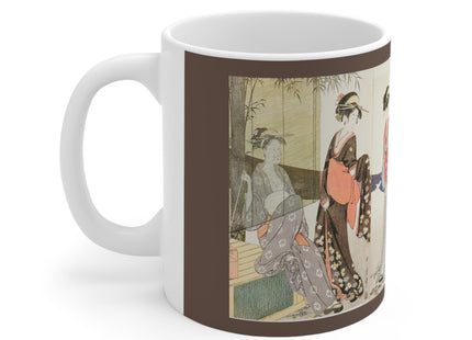 Drying and Stretching Cloth by Kitagawa Utamaro Ceramic Mug 11oz
