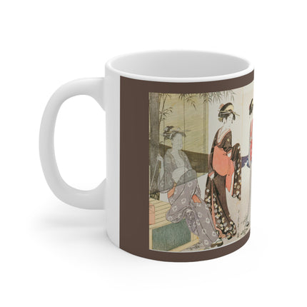 Drying and Stretching Cloth by Kitagawa Utamaro Ceramic Mug 11oz