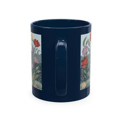🐈🥾 The Lady & Puss In Boots In The Flower Garden Ceramic Mug – Art Deco Storybook Whimsy
