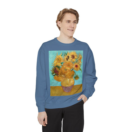 Vase with Twelve Sunflowers by Vincent Van Gogh Unisex Garment-Dyed Sweatshirt