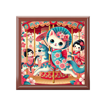 Geisha Kitten's Enchanted Carousel Ride Jewelry Box