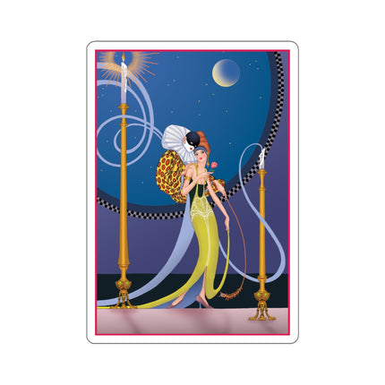 Smoke and Secrets: A Glamorous Encounter in Prohibition Era Kiss-Cut Stickers (4 Sizes)