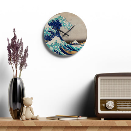 The Great Wave off Kanagawa by Katsushika Hokusai Acrylic Wall Clock, Round and Square